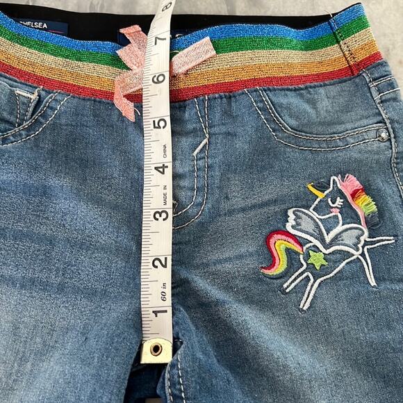 Vigoss The Chelsea Shorts Girls 6 Blue Denim Jeans Shorts Rainbow Unicorn - Picture 7 of 9